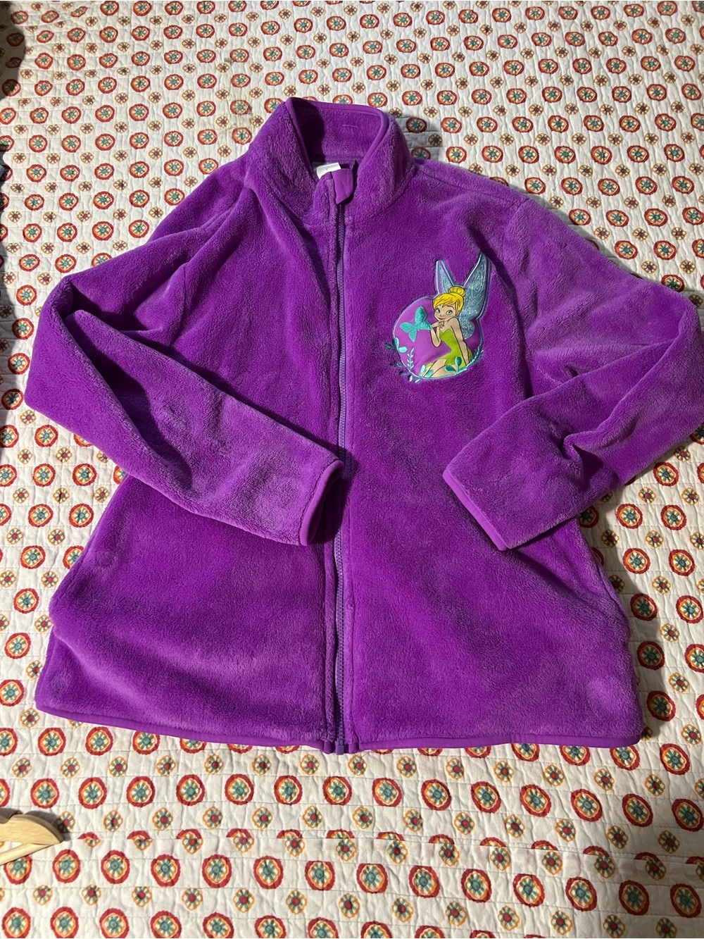 Disney Parks Purple Tinkerbell Fleece Zip Up Sweater size XL